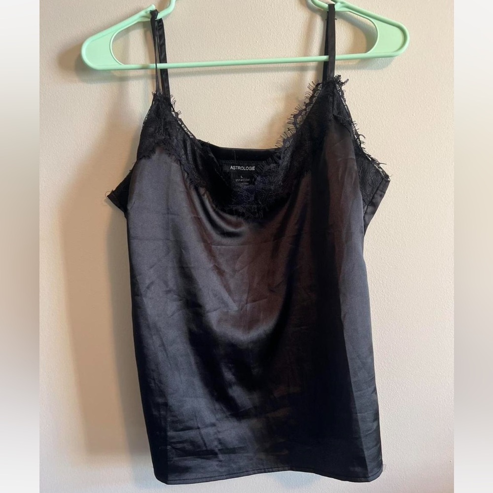 Anthropologie Black Satin Camisole